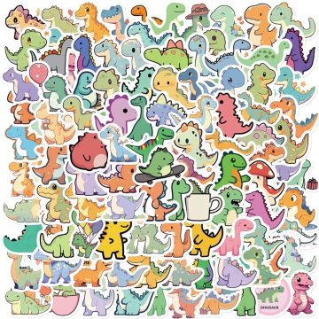 Cartoon Small Dinosaur PVC Stickers - Kids Aesthetic Scrapbooking Supplies