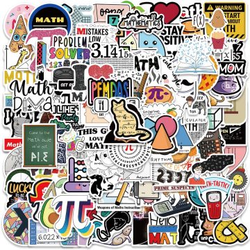 Cute Funny Cartoon Math Graffiti Waterproof Vinyl Decals