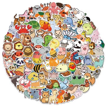 Mixed Cute Animal Cartoon Stickers - Waterproof for Guitar Skateboard Laptop Graffiti