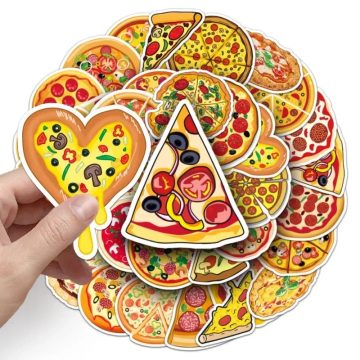 Pizza Cartoon Food Waterproof Stickers for Water Cup Phone Case