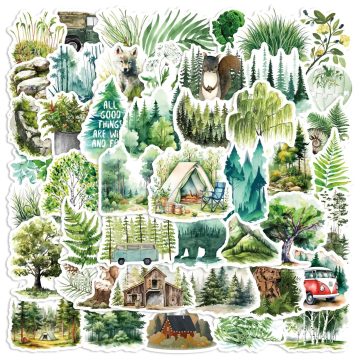 Green Forest Animal Waterproof Stickers for Laptop Guitar