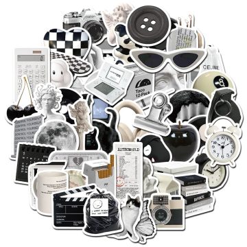 Black White Minimalist Stickers - Ins Style Decals for Phone Notebook Fridge Wall