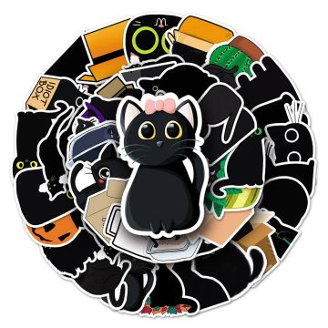 Black Cat Cartoon Stickers - Cute Decals for Phone Notebook Fridge Luggage
