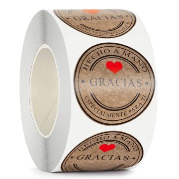 Kraft Thank You Heart Stickers for Handmade Gift Packaging