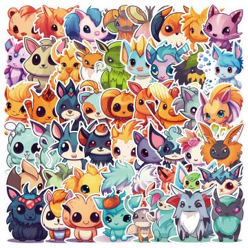 Cartoon Fantasy Creature Stickers for Helmet, Wall, DIY Decor
