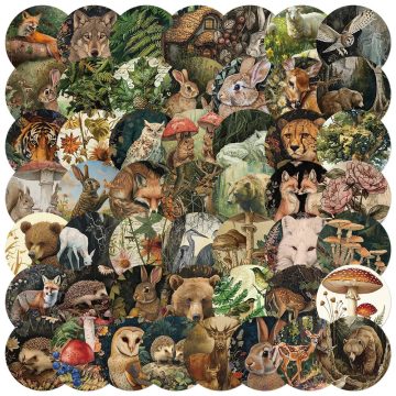 Vintage Animal Plant Stickers - Cartoon Classics Decoration
