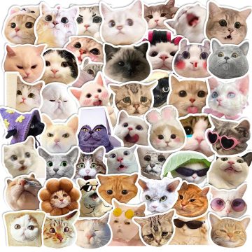 Cute Funny Meme Animal Cat Kitty Stickers - Decals for Laptop, Notebook, Luggage, Car