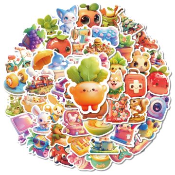 Kawaii Animal Cartoon Food Graffiti Stickers - 3D Decals for Luggage, Bike, Skateboard