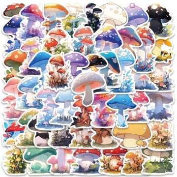 Colorful Psychedelic Mushroom Stickers - Magic Decals for Scrapbook Laptop