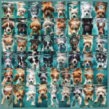 Cartoon Underwater Dog Stickers for Helmets, Walls, DIY Decor