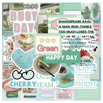 Green Cartoon Stickers Waterproof for Notebook and Skateboard