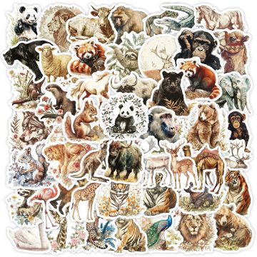 Cartoon Africa Wild Animals Stickers - Kawaii Vintage Decals for Fridge Skateboard