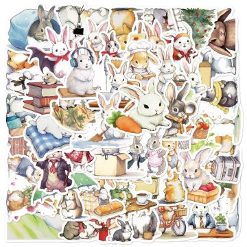 Bunny Cartoon Stickers for Laptop, Phone, Water Bottle, Luggage, Car, Scooter