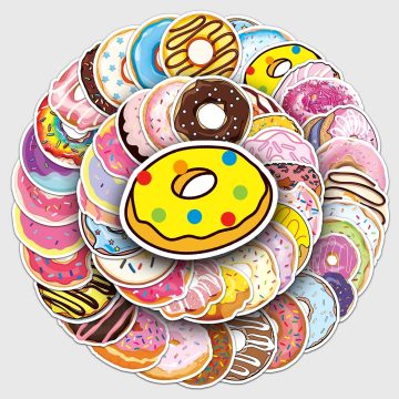 Cartoon Doughnut Waterproof Vinyl Stickers for Skateboard and Snowboard