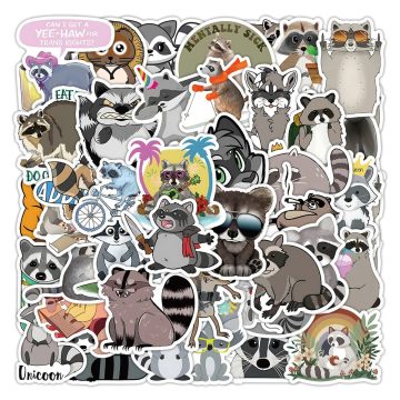 Kawaii Cartoon Animals Raccoon PVC Stickers For Kids Toys Gifts