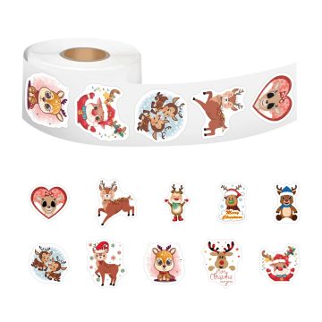 Reindeer Christmas Stickers for Gift Packaging and Envelope Seals