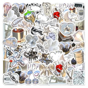 Silver Ins Style Stickers - Cute Graffiti Waterproof Decals for Motorcycle Skateboard