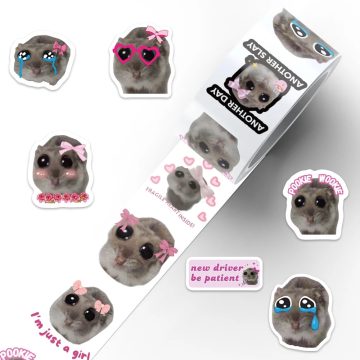 Sad Hamster Meme Stickers Waterproof Vinyl for Laptop, Water Bottle, Guitar