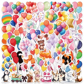 Colorful Cute Cartoon Balloons Waterproof Graffiti Stickers for Luggage, Laptop, and Water Bottle