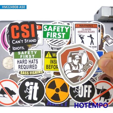 Safety Helmet Stickers with Caution and Warning Signs