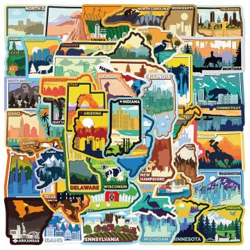 American States Travel Aesthetic Stickers for Motorcycle Car Decor
