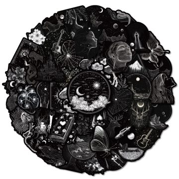Gothic Black White Skull Decals for Helmet & Phone