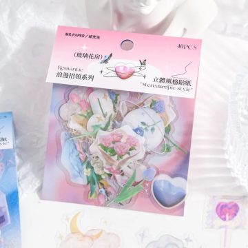 Retro Romantic 3D Stickers - DIY Scrapbook & Journal Decor