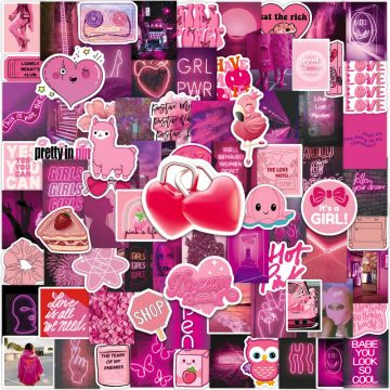 Cute Pink Stickers - Graffiti Cartoon Decals Waterproof for Motorcycle, Phone, Suitcase, Guitar