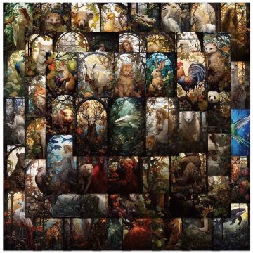 Forest Glass Animal Aesthetic Stickers for Scrapbooking Car Decor
