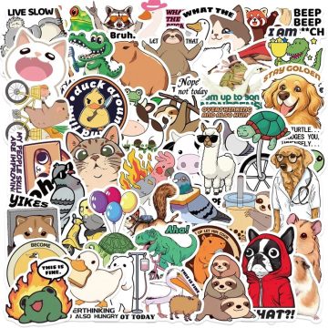 Funny Animal PVC Stickers - Colorful Aesthetic DIY Scrapbooking Supplies for Kids