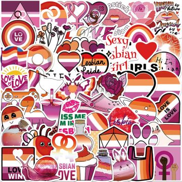 Purple Lesbian Cartoon Stickers - Waterproof Graffiti Decals for Bike Motorcycle