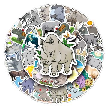 Cute Rhino Animal Stickers for Skateboard Motorcycle Bike