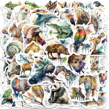 Animal Art Stickers Waterproof Vinyl Decals for Scrapbooking, Laptop, Diary