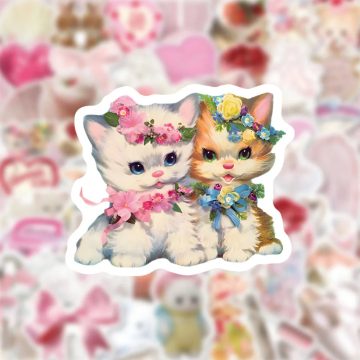 Pink Aesthetic Cartoon Stickers - Cute INS Style Decals for Notebook Fridge Luggage
