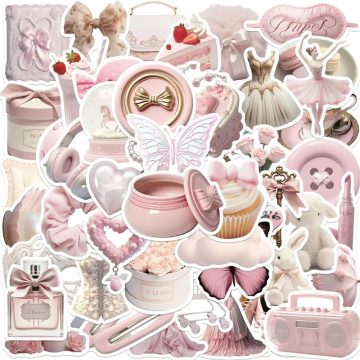 Kawaii Pink Ballet PVC Stickers - Korean Scrapbooking Supplies for Kids