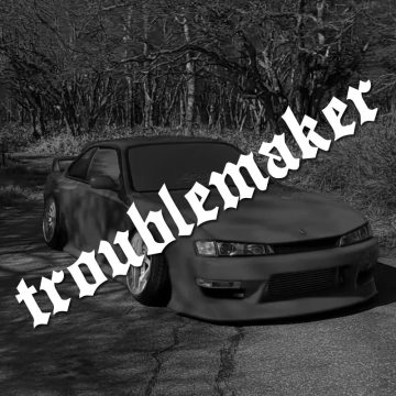 Troublemaker Windshield Banner Vinyl Car Decal - Black and White