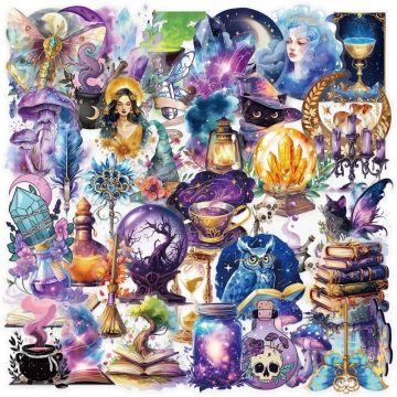 Cartoon Magic World PET Stickers Aesthetic Transparent Decoration for Scrapbooking and DIY