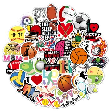 Sports Ball Stickers - Basketball Soccer Waterproof Decals for Cases & Devices