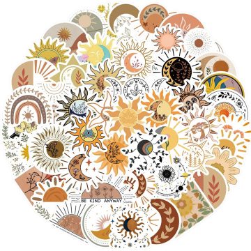 Sun Moon Bohemian Aesthetic PVC Stickers