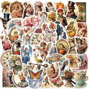 Victorian Angel Cartoon Stickers - Retro Waterproof Decals