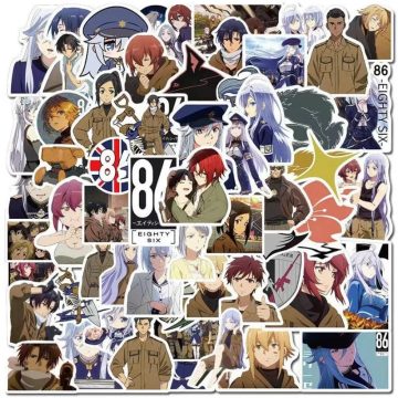 86 Eighty Six Cartoon Stickers for Laptop and Water Bottle