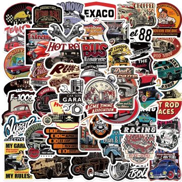 Cartoon Retro Classic Car Sticker Graffiti Waterproof Creative Trendy for Skateboard and Water Cup