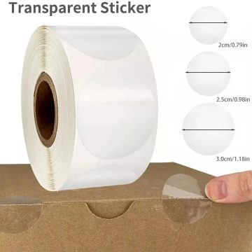 Crystal Clear Transparent Round PVC Stickers Envelope Sealer Retail Package Labels