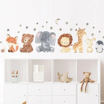 Cartoon Africa Animals Wall Stickers for Kids Room or Kindergarten Decor