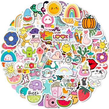 Kawaii Aesthetic Stickers Colorful Vinyl Decals for Laptop, Water Bottle, Phone, DIY Crafts