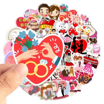 Valentine Wedding Love Stickers - Cute Cartoon Gift Decals
