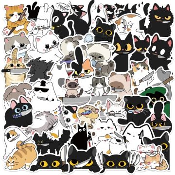 Knife Cat PVC Sticker - Aesthetic Colored DIY Scrapbooking Supplies for Hand Accounting