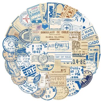 Vintage Postmark Stamp Stickers for Guitar Luggage