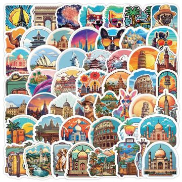 World Famous Buildings Travel City Landmark Stickers For Luggage Laptop