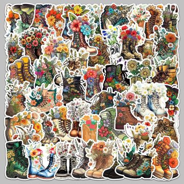 Cartoon Flower Shoe Graffiti Stickers for Helmet, Wall, DIY Decoration